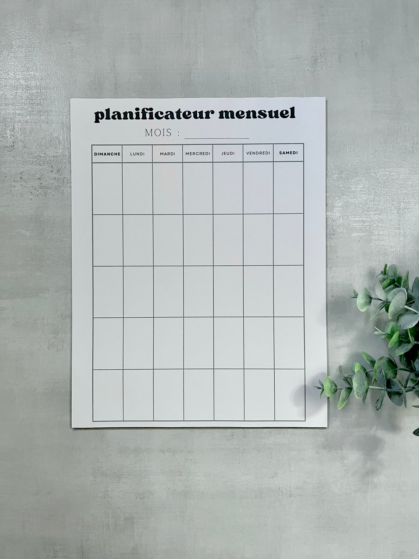 Bloc-notes planificateur mensuel non daté minimaliste