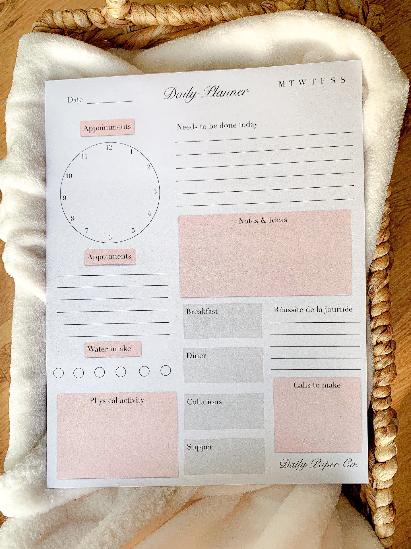 Full day planner pink