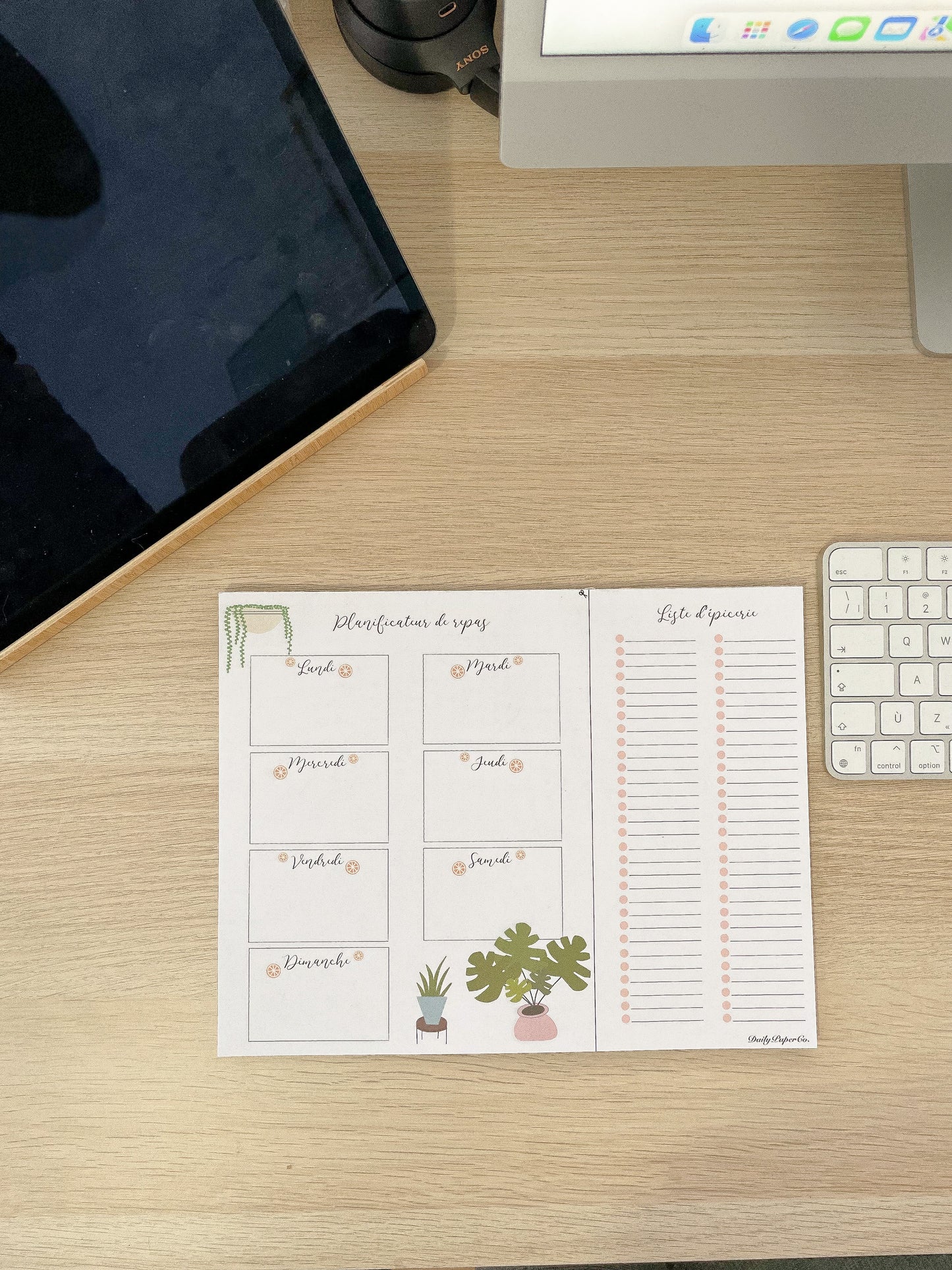 Plant Theme Meal Planner Notepad