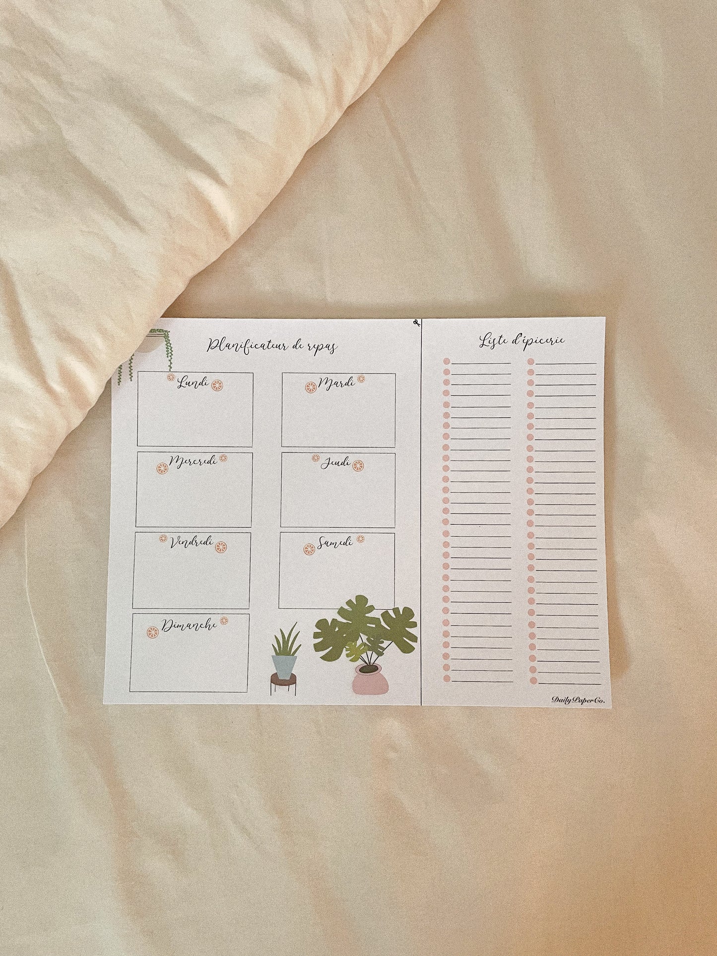 Plant Theme Meal Planner Notepad