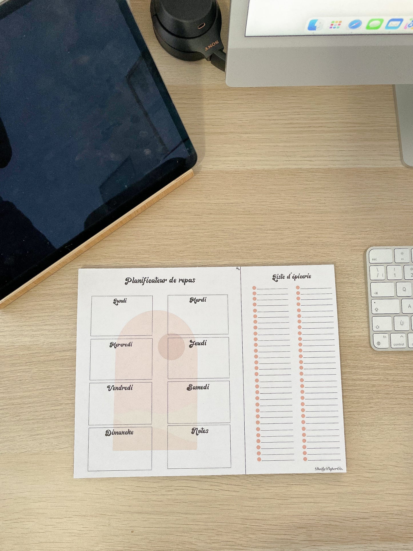 Bloc-notes planificateur de repas bohème